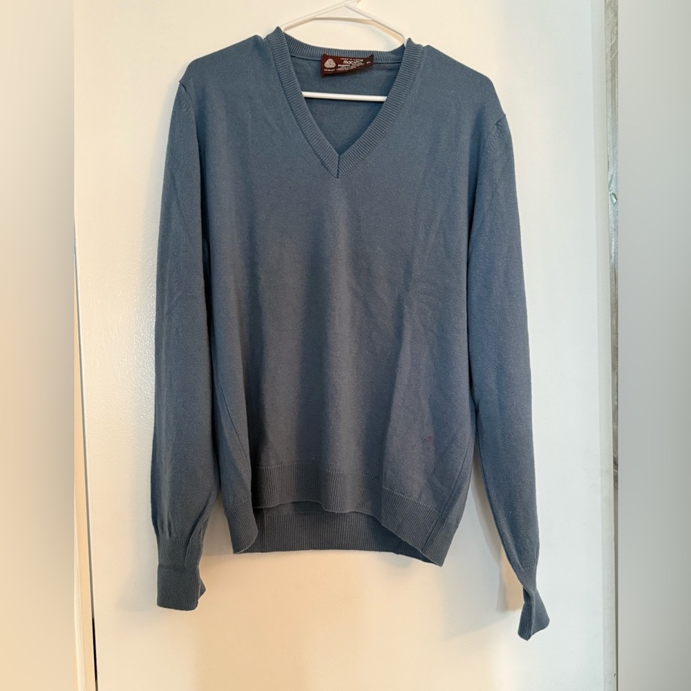 💙 Vintage Macy’s Men’s Store Wool Sweater 🧶 Made in Israel – Size XL
